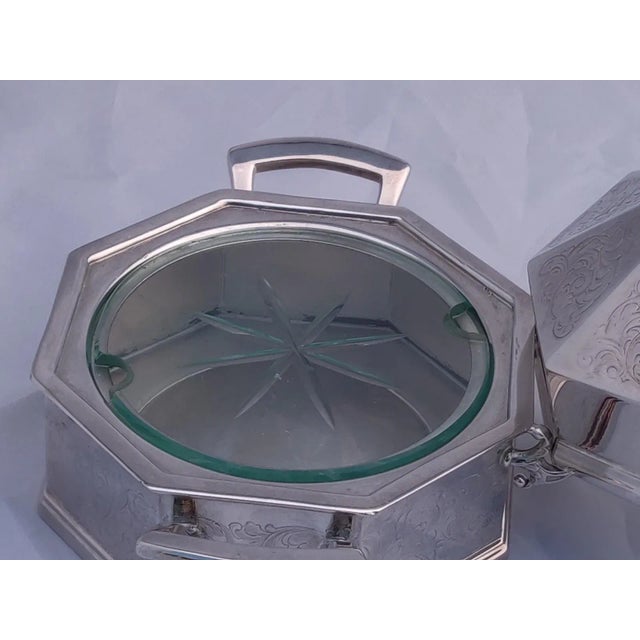 Metal Vintage Silver Plated Octagonal Shaped Trinket Box, Keepsake Box For Sale - Image 7 of 9
