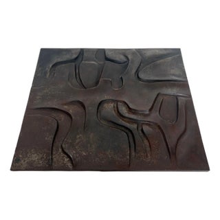 Modernist cast iron fireback. French work. Circa 1970 For Sale