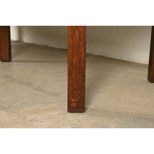 Limbert Antique Mission Oak Arts & Crafts Five-Leg Extension Dining Table, Newly Refinished For Sale - Image 13 of 15