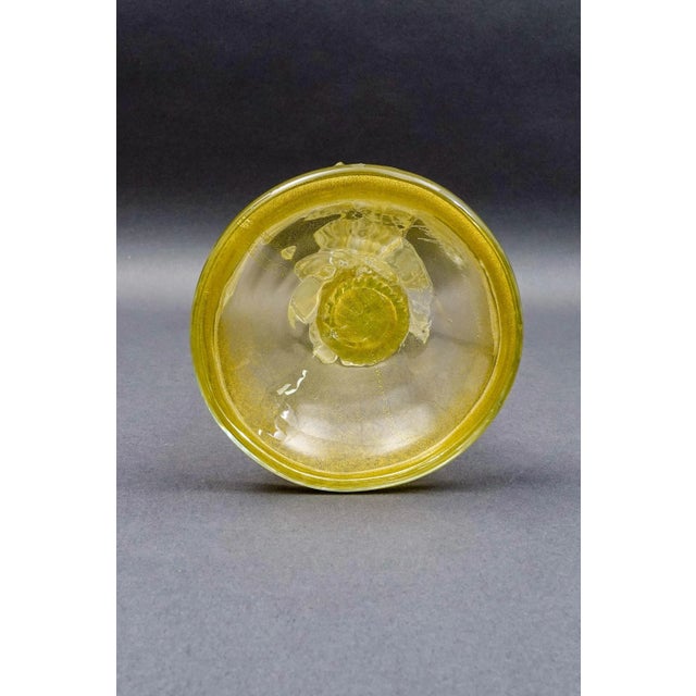 Gold Mid 20th Century Signed Murano Italy Gold Fleck Glass Palm Tree Candlestick Candleholders- Set of 3 For Sale - Image 8 of 9