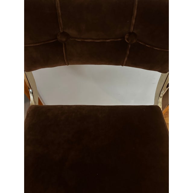Modern Four 1970s Brown Velvet Barstools For Sale - Image 3 of 9