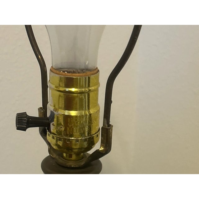Mid 20th Century Monumental 40” Mid 20th Century Spanish Revival Barley Twist Candlestick Lamp With Amethyst Finale & Original Foil Metallic Shade For Sale - Image 5 of 13