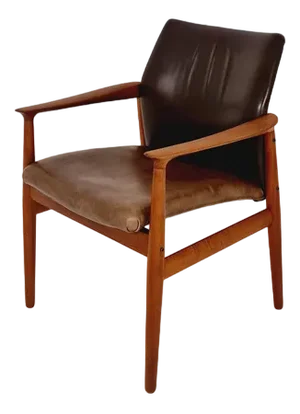 Danish Teak and Leather Chair by Grete Jalk for Glostrup Möbelfabik, 1960s