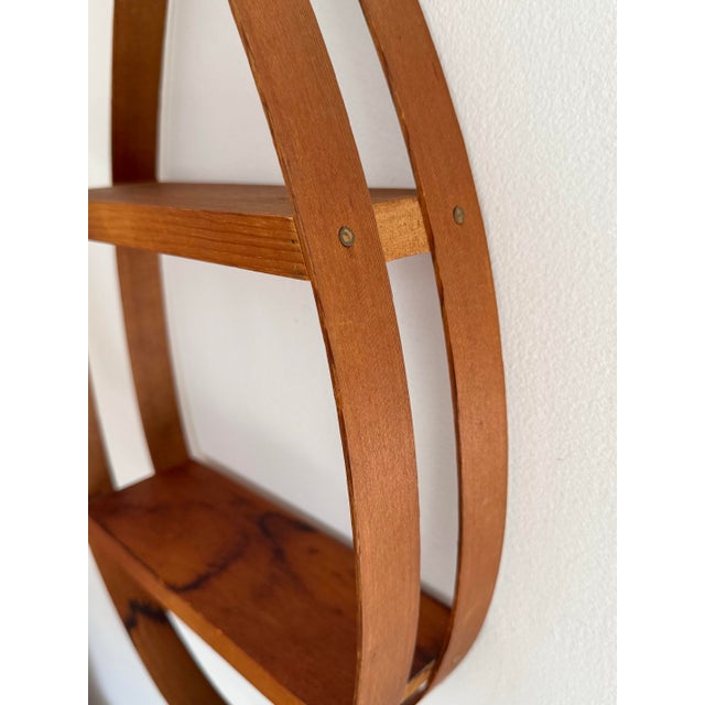 Wood Vintage Danish Modern Teak Bent Wood Teardrop Hanging Shelf For Sale - Image 7 of 9