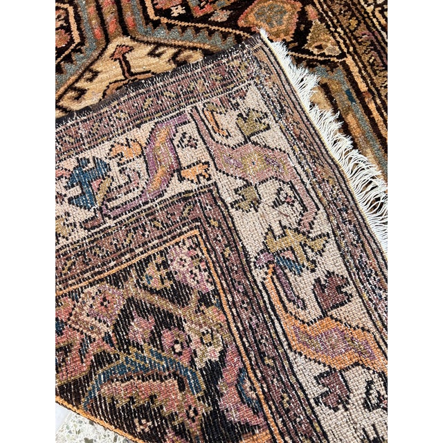 Camel Persian Bibikabad Hexagonal Medallion Runner Rug - 3'7" X 11'6" For Sale - Image 12 of 12