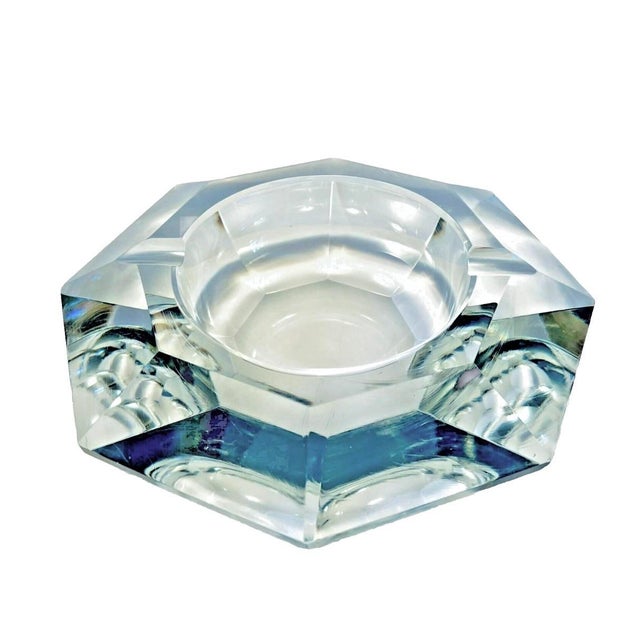 For you to consider is a faceted heavy lead crystal double well octagon ashtray by Val Saint-Lambert. A large and...