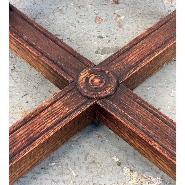 Antique Oak Engraved Brass Side Table by Ferguson For Sale - Image 9 of 10