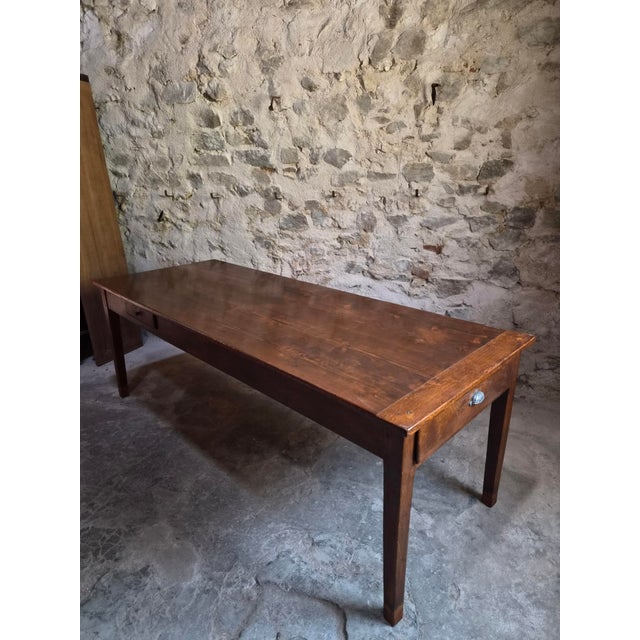 Antique French Farmhouse Dining Table with Two Drawers in Oak & Pine, 1880s For Sale - Image 15 of 18