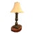 Vintage Black Lacquer Chinoiserie Table Lamp With Hand-Painted Gilt Decoration & Shade For Sale