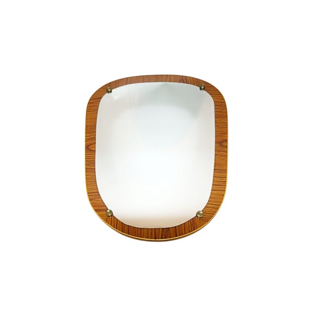 Brown Vintage Organic Wall Mirror with Wood-Veneered Panel, 1960s For Sale - Image 8 of 8