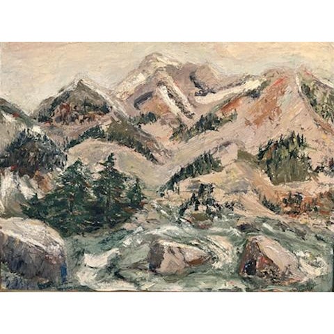 Impressionist G Waggoner Impressionist Landscape Forest Winter Scene Mountain View Signed Oil on Panel For Sale - Image 3 of 7