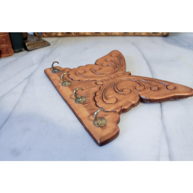 Mid-Century Modern Vintage Wood Butterfly Key Holder For Sale - Image 3 of 5