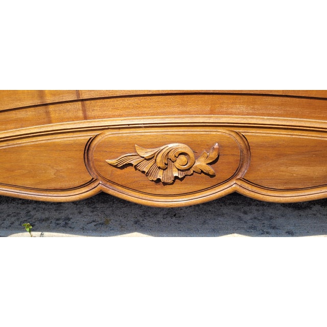 Brown Antique Louis French Walnut Headboard and Footboard For Sale - Image 8 of 14