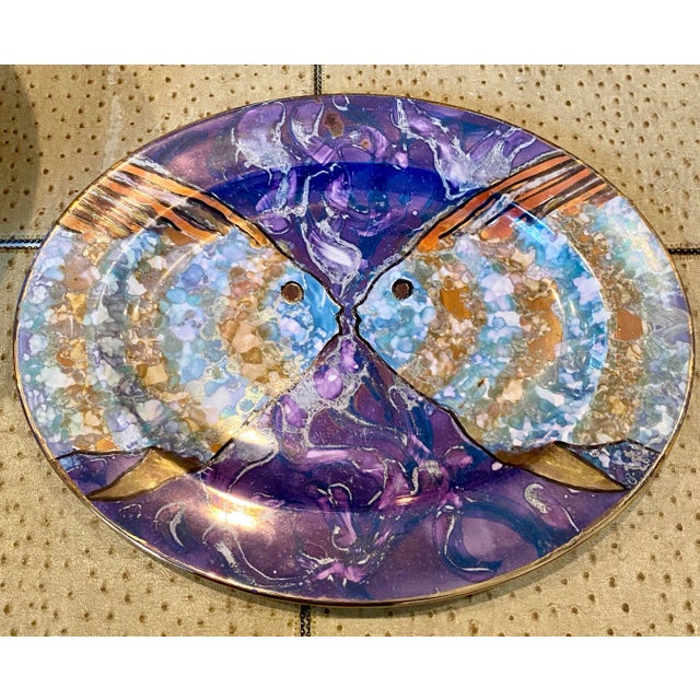 Vintage Set of Rob Turner Hand Painted Bone China Bowl and Platter- 2 Pieces For Sale In New York - Image 6 of 11