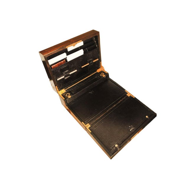 Vintage Regency Fold-Out Stationary Writing Slope in Rosewood and Leather, Set of 4 For Sale - Image 10 of 14