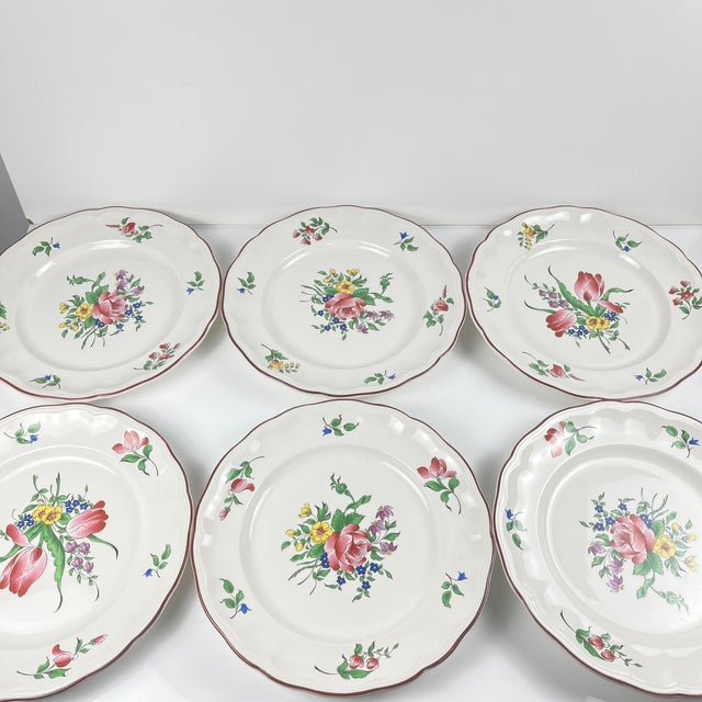 White Dinner Plates with Streetlight Pattern from KG Luneville, 1950s, Set of 6 For Sale - Image 8 of 9