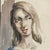 1954 Original Modern Portrait Watercolor Painting of a Woman with Long Hair For Sale - Image 4 of 9