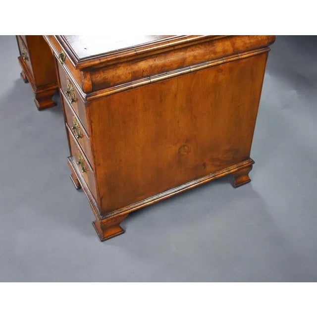 Vintage Figured Walnut Pedestal Desk, 1920 For Sale - Image 10 of 12