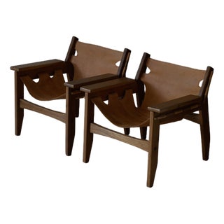 1973 Attributed to Sergio Rodrigues Kilin Armchairs in Freijo Wood & Leather by Oca, Brazil For Sale