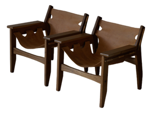 1973 Attributed to Sergio Rodrigues Kilin Armchairs in Freijo Wood & Leather by Oca, Brazil