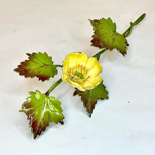 1960s Vintage Italian Hand Painted Tole Metal Floral Candle Snuffer For Sale - Image 9 of 9