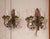 Italian Pair of Mid-Century Italian Tole and Porcelain Floral Three-Light Wall Sconces For Sale - Image 3 of 10