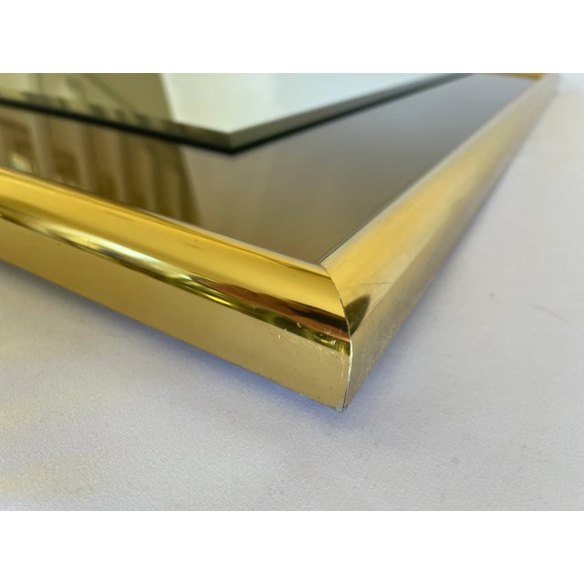 1970s Smoke Glass Rectangular Mirror With Brass Frame For Sale In Jacksonville, FL - Image 6 of 10