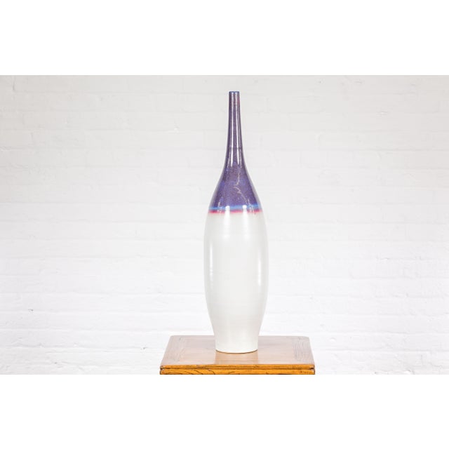 Multicolor Ceramic Bottle Base with Purple, Blue, Pink and White Tones For Sale In New York - Image 6 of 12