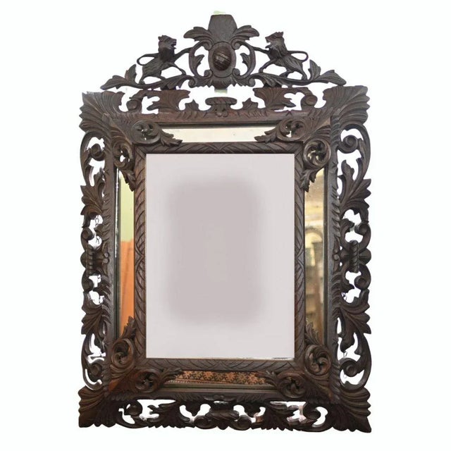 German Black Forest Mirror with Carved Frame For Sale - Image 5 of 5