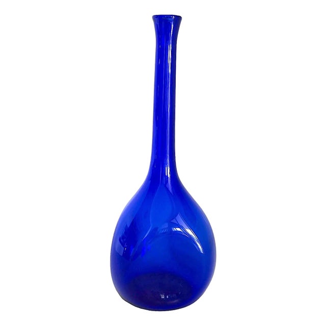 Vintage Swedish Hand Blown Cobalt Glass Vase by Arthur Carlsson Percy For Sale
