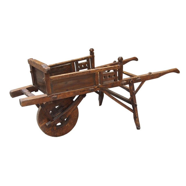 Chinese Vintage Wood Single Wheel Farm Hand Cart Chairish