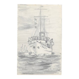 1943 Nautical Drawing by William Wood For Sale