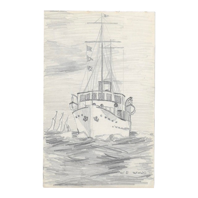 1943 Nautical Drawing by William Wood For Sale