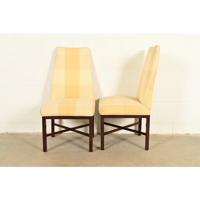 Edward Wormley for Dunbar Mid-Century Modern Walnut X-Base High Back Dining Chairs, Set of Six For Sale In South Bend - Image 6 of 15