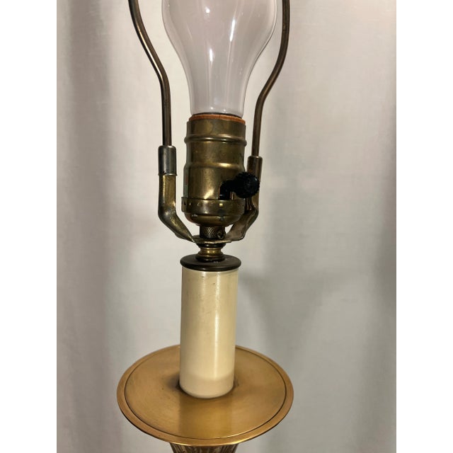 Vintage Chinoiserie "Golden Peaches" Brass Table Lamp For Sale - Image 9 of 11