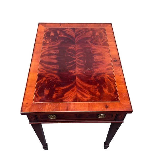Late 20th Century Hekman Crotch Mahogany Side Table For Sale - Image 13 of 18