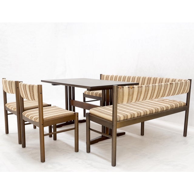 Danish Mid Century Modern L Shape Bench Chairs Dining Table Kitchen Dinette Set For Sale - Image 6 of 15