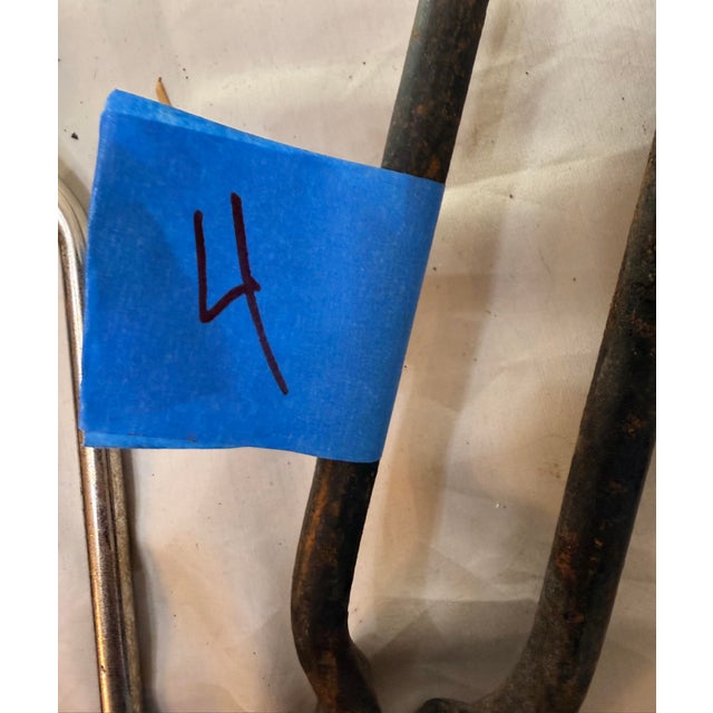 Antique 18th Century Wrought Iron Turned Brass English Fireplace Tongs Tool 4 For Sale - Image 9 of 9