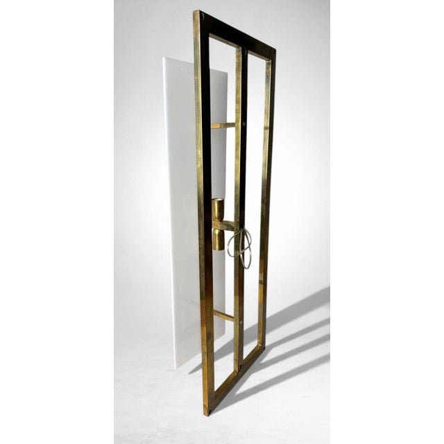 Late 20th Century Romeo Rega Style Large Italian Brass and Opaline Plexiglass Wall Sconces - a Pair For Sale - Image 11 of 18