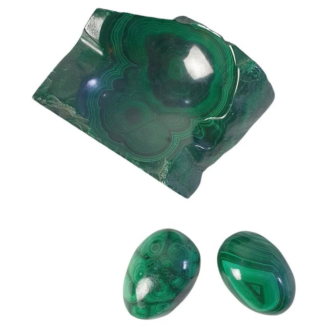 Malachite Vide Poche and Eggs, Set of 3 For Sale - Image 6 of 6