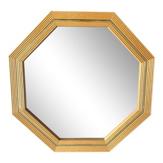 1970s Boho Chic Faux Bamboo and Brass Mirror For Sale