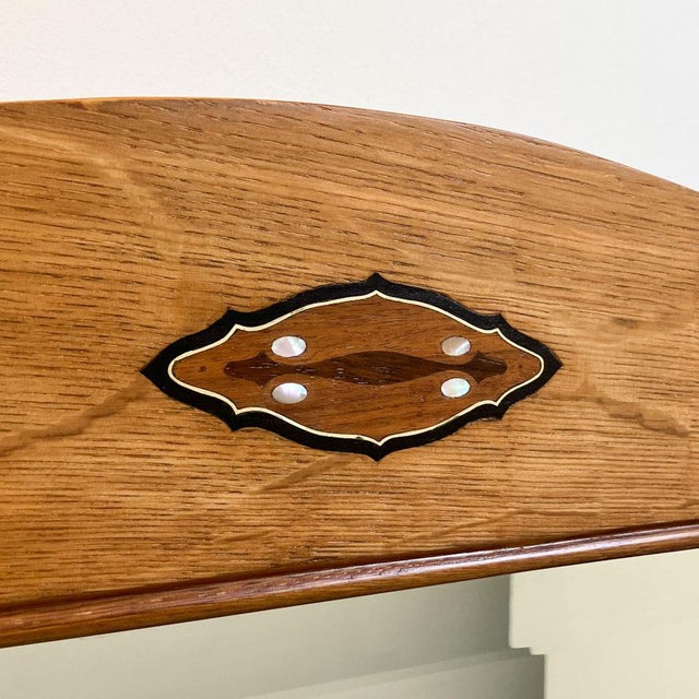 Art Nouveau Oak Chest of Drawers with Washstand, Marble and Mirror Top, 1910s For Sale - Image 5 of 9