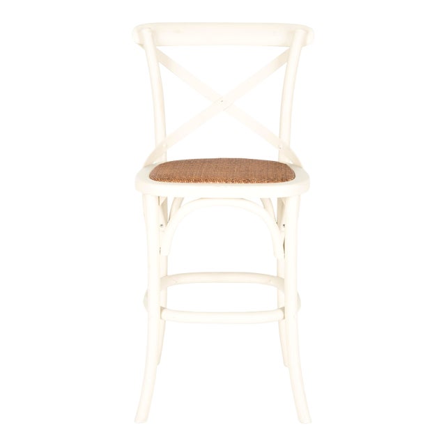 Hamilton X Back Counter Stool in Distressed Ivory & Medium Brown For Sale