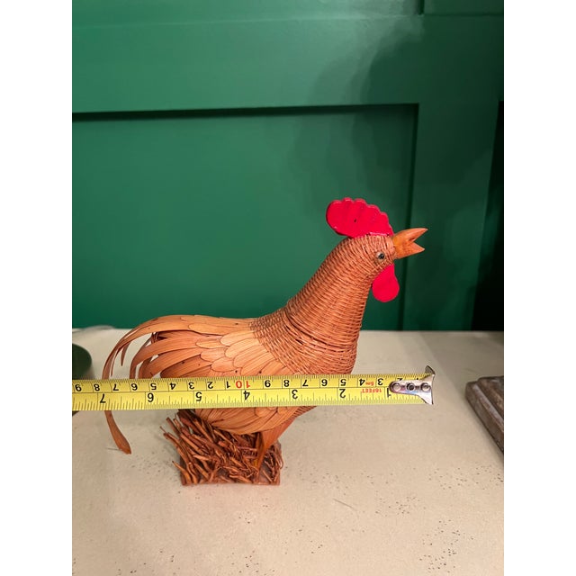 Tan Mid Century Rattan Woven Rooster Basket For Sale - Image 8 of 10