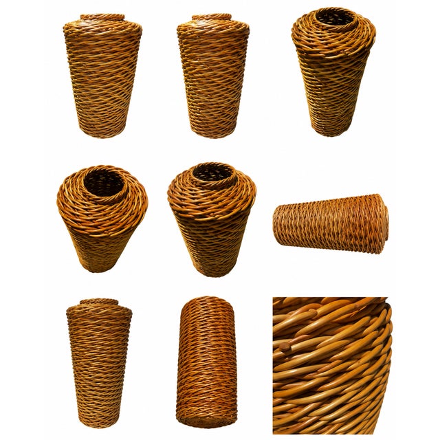 A remarkable monumental handwoven willow vessel showcasing exceptional craftsmanship and sculptural presence. Featuring an...