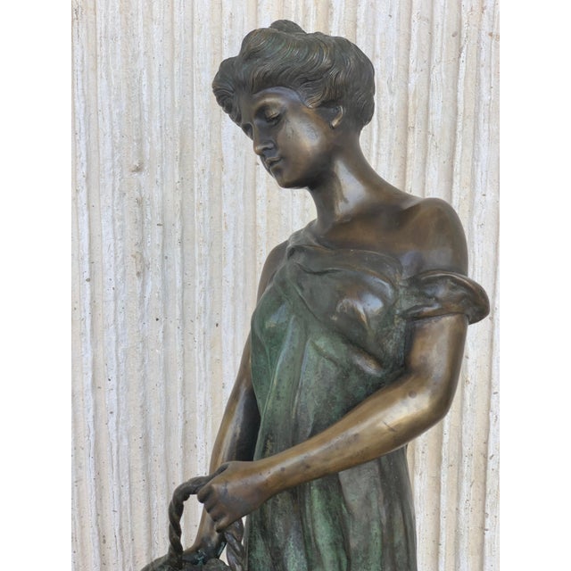 Art Nouveau 20th Century Cast Bronze Statue of a Nymph Signed by Ferdinando de Luca, Italy For Sale - Image 3 of 18