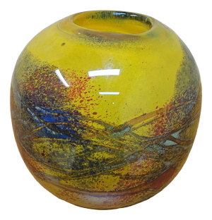 Mouth-Blown Studio Glass Vase in Yellow Tones attributed to Ioan Nemtoi, 2000s