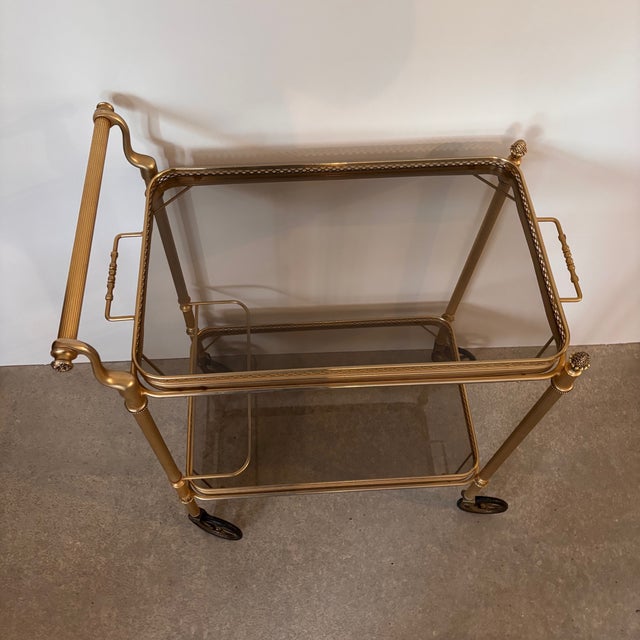 Serving Cart in Gilded Brass For Sale - Image 6 of 7