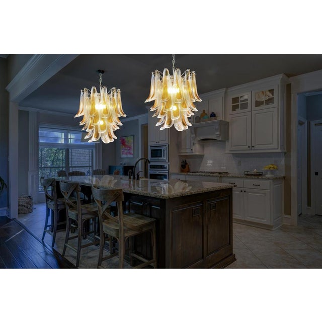 Gold Vintage Italian Murano Chandelier with 41 Glass Amber Petals, 1990s For Sale - Image 8 of 17