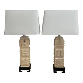 Hollywood Regency Style Ceramic Table Lamps - a Pair For Sale